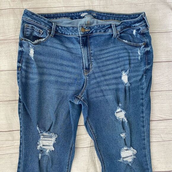 Old navy women 18 rockstar super skinny ripped cotton blend jeans - Picture 3 of 10